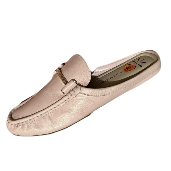 Isaac Mizrahi Live! Leather Mule Moccasins Rose/Pink with Gold Hardwear Size 8.5 - Picture 5 of 9